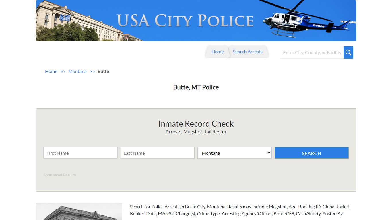 Butte, MT Police | Jail Records